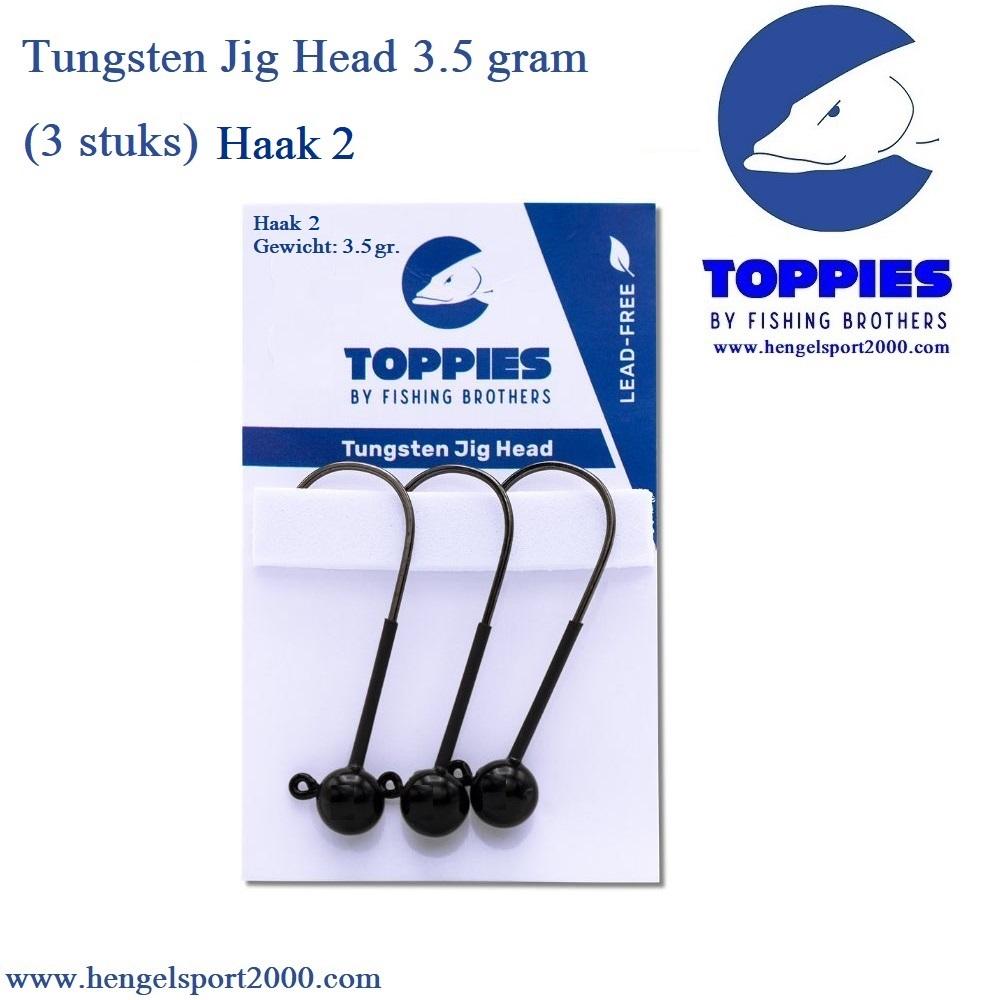 Toppies Fishing Tungsten Jigheads Black Hook 2 | 3,5 gram (3 PCS)