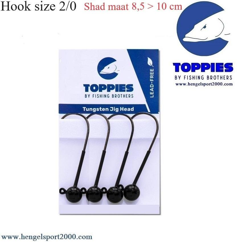 Toppies Fishing Tungsten Jigheads Black Hook 2-0