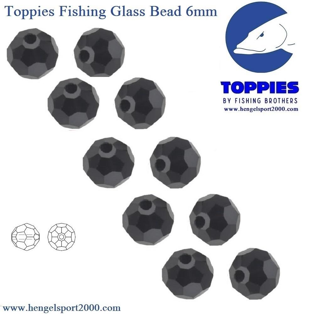 Toppies Fishing Glass Beads 6mm  Black (10PCS) - Hengelsport 2000