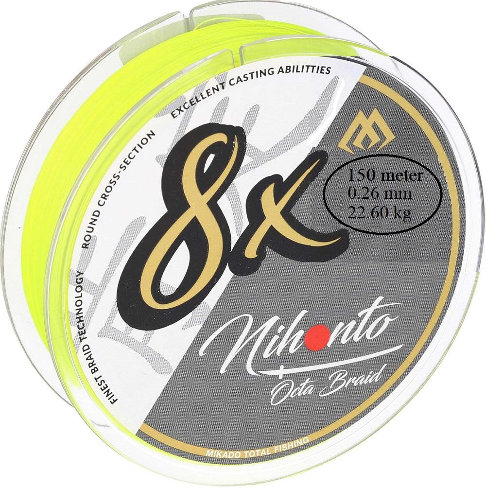 Nihonto Octa 8 braid Yellow 150 meter | 0.26 mm 22.60 kg