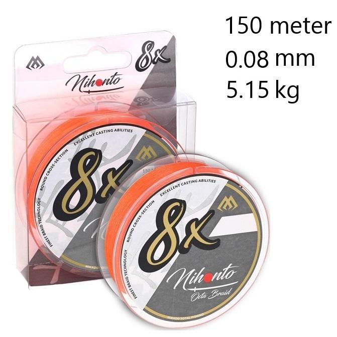 Nihonto Octa 8 braid Orange 150 meter | 0.14 mm 10.15 kg