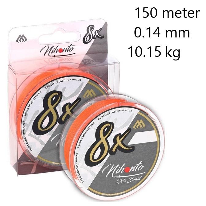 Nihonto Octa 8 braid Orange 150 meter | 0.14 mm 10.15 kg