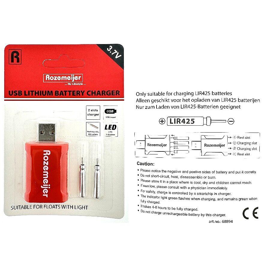 Rozemeijer Pike Float with Light | USB Lithium Battery Charger incl. 2pcs LIR425 battery