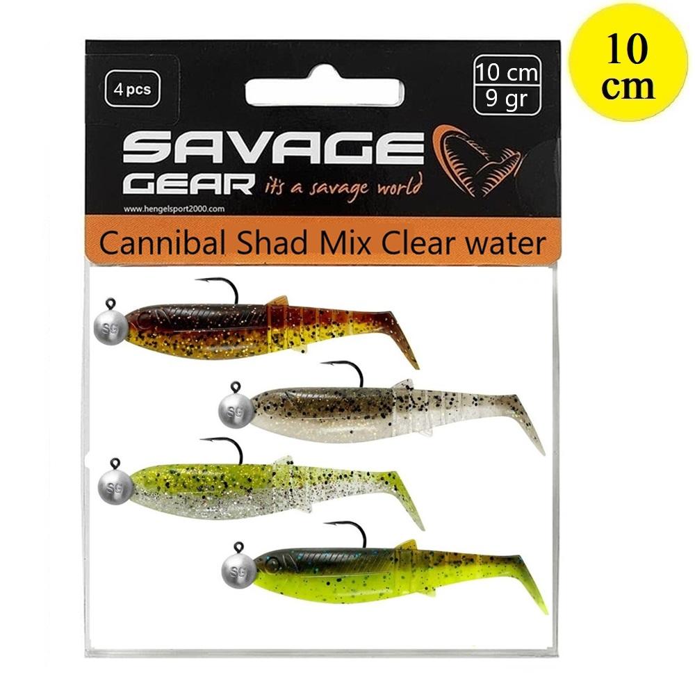 Savage Gear Cannibal Shad Mix Clear water 10cm (4 pcs)