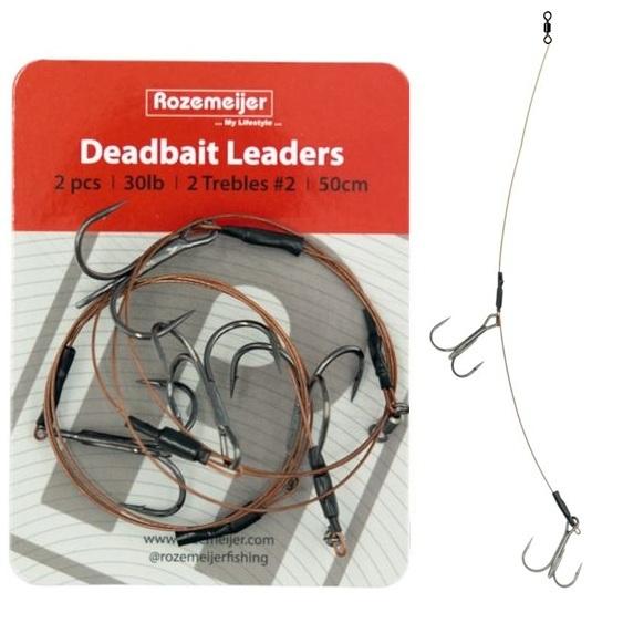 Rozemeijer Deadbait Leaders 2x treble 50cm 30lb