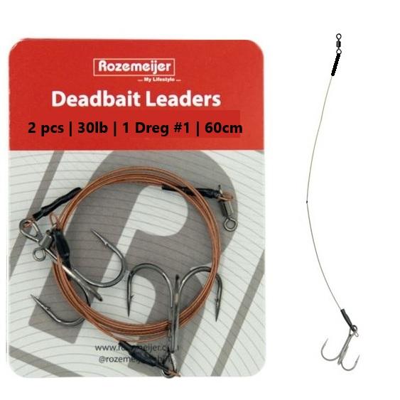 Rozemeijer Deadbait Leaders 1x treble #1 60cm 30lb  (2pcs)