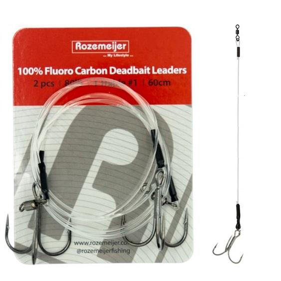 Rozemeijer 100% Fluoro Carbon Deadbait Leaders 1x #1 treble 60cm (2pcs)