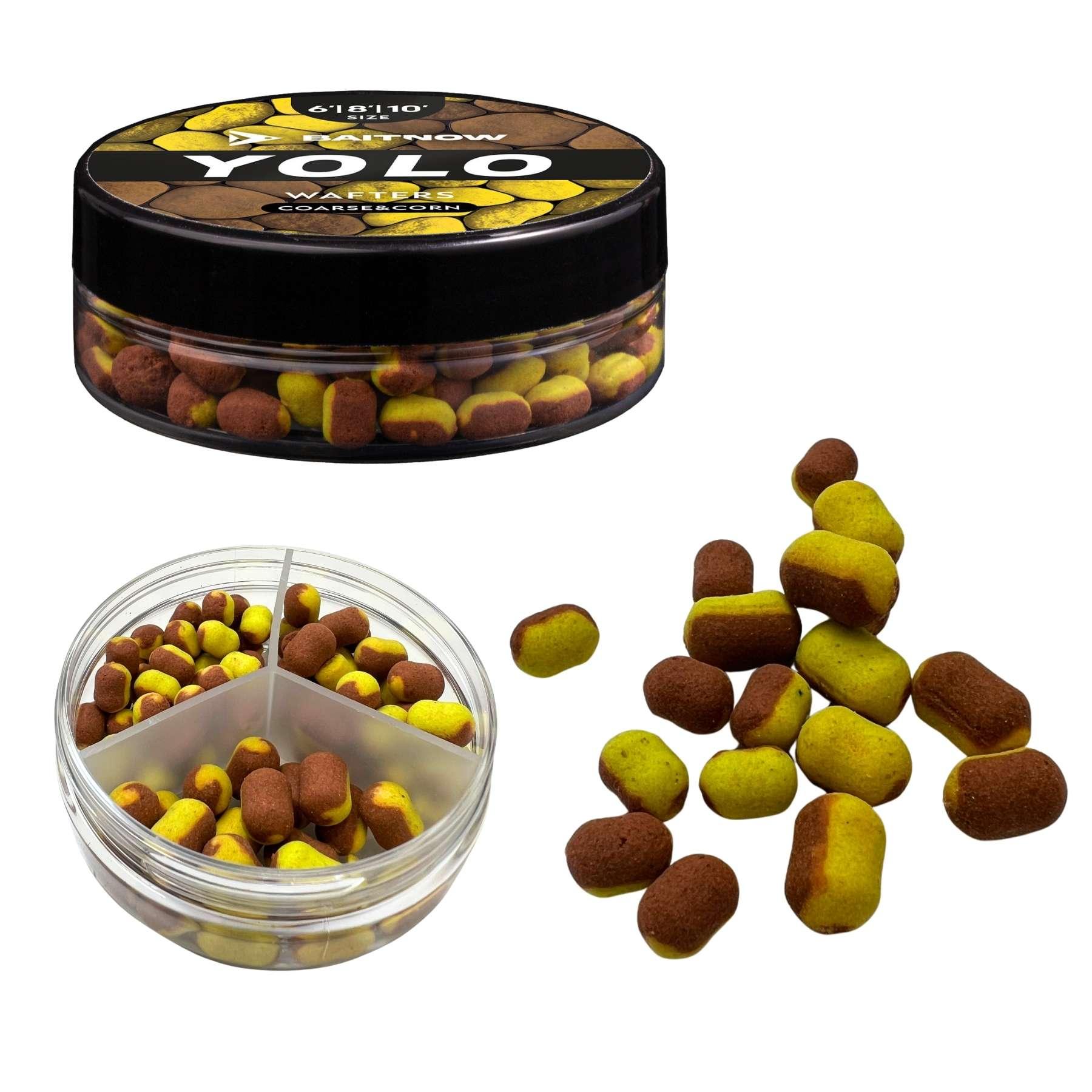 Baitnow Method Feeder Wafters Yolo Yellow and Bronze Fish & corn Size 6-8-10mm