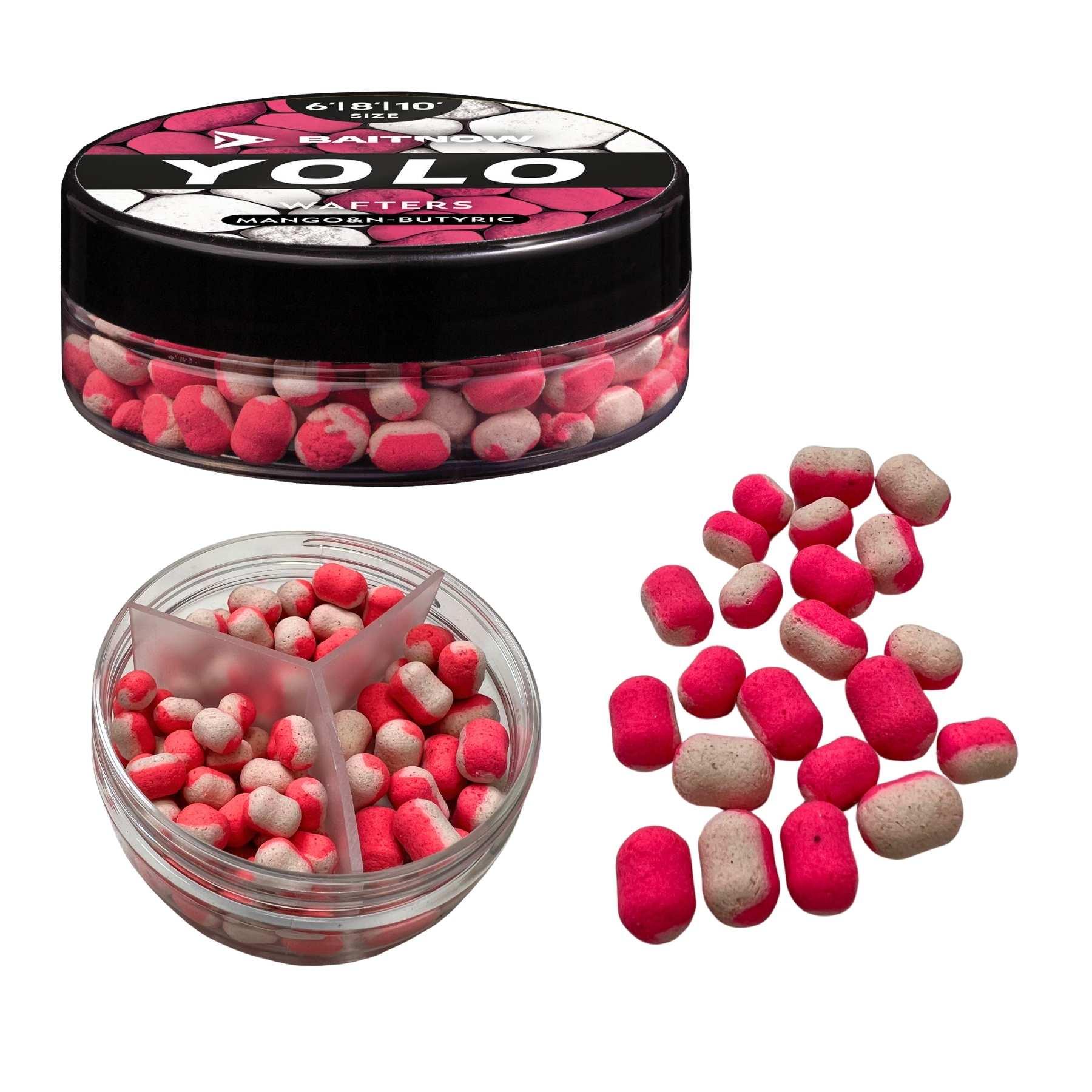Baitnow Method Feeder Wafters Yolo White and Pink Mango N-Butyric Size 6-8-10mm