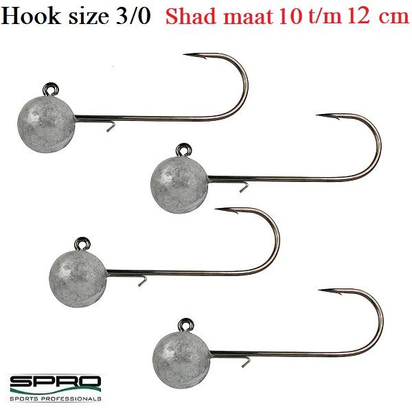 Spro Round Jig head Hooks Size 3-0 (4 stuks)